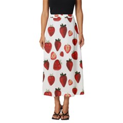 Strawberry Watercolor Classic Midi Chiffon Skirt