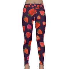 Strawberry On Black Classic Yoga Leggings