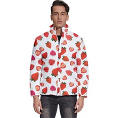 Strawberries Men s Puffer Bubble Jacket Coat by SychEva
