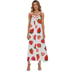 Strawberries V-neck Sleeveless Loose Fit Overalls