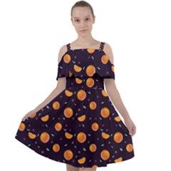 Oranges Cut Out Shoulders Chiffon Dress by SychEva