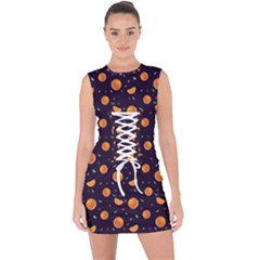 Oranges Lace Up Front Bodycon Dress by SychEva