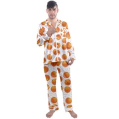 Orange Men s Long Sleeve Satin Pajamas Set