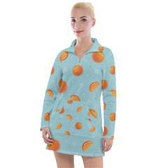 Oranges Pattern Women s Long Sleeve Casual Dress by SychEva