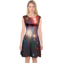 Astrology Astronomical Cluster Galaxy Nebula Capsleeve Midi Dress by Jancukart