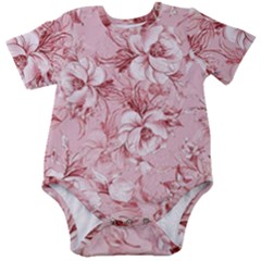 Flower Flowers Floral Flora Naturee Pink Pattern Baby Short Sleeve Bodysuit by Jancukart