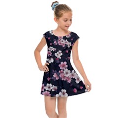 Sakura Flower Flowers Floral Flora Nature Kids  Cap Sleeve Dress by Jancukart