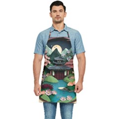 Japanese Garden Flowers Landscape Kitchen Apron by danenraven