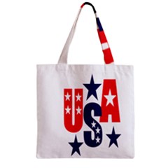 Usa Stars Fourth Of July Symbol America Usa Stars Zipper Grocery Tote Bag by Wegoenart