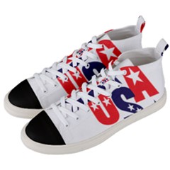 Usa Stars Fourth Of July Symbol America Usa Stars Men s Mid-top Canvas Sneakers by Wegoenart