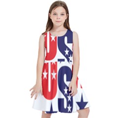 Usa Stars Fourth Of July Symbol America Usa Stars Kids  Skater Dress by Wegoenart
