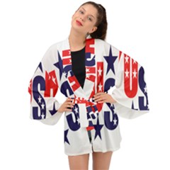 Usa Stars Fourth Of July Symbol America Usa Stars Long Sleeve Kimono by Wegoenart