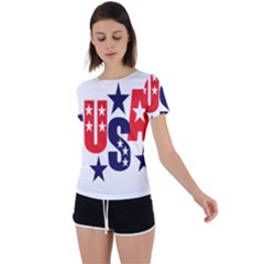 Usa Stars Fourth Of July Symbol America Usa Stars Back Circle Cutout Sports Tee by Wegoenart