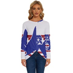 Usa Flag Eagle Symbol American Bald Eagle Country Long Sleeve Crew Neck Pullover Top by Wegoenart