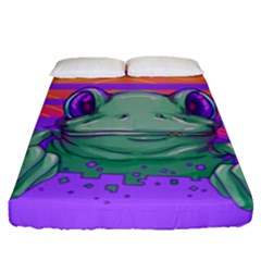 Frog Animal Sun Amphibian Figure Digital Art Fitted Sheet (queen Size) by Wegoenart