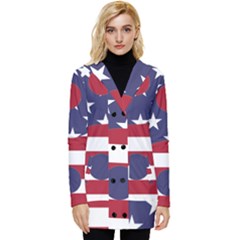 Yang Yin America Flag Abstract Art Asian Balance Button Up Hooded Coat  by Wegoenart