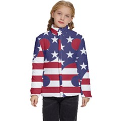 Yang Yin America Flag Abstract Art Asian Balance Kids  Puffer Bubble Jacket Coat by Wegoenart