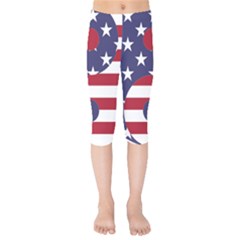 Yang Yin America Flag Abstract Art Asian Balance Kids  Capri Leggings  by Wegoenart