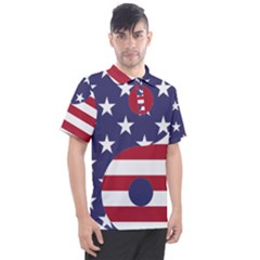 Yang Yin America Flag Abstract Art Asian Balance Men s Polo Tee by Wegoenart