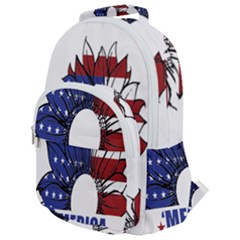 Usa Flag Sunglasses Usa Flag American Flag Flower Rounded Multi Pocket Backpack by Wegoenart