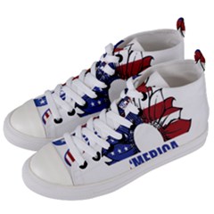 Usa Flag Sunglasses Usa Flag American Flag Flower Women s Mid-top Canvas Sneakers