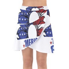 Usa Flag Sunglasses Usa Flag American Flag Flower Wrap Front Skirt by Wegoenart