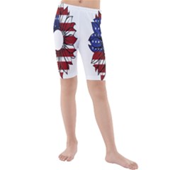 Us Flag Flower Sunshine Flag America Usa Kids  Mid Length Swim Shorts by Wegoenart