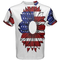 Us Flag Flower Sunshine Flag America Usa Men s Cotton Tee by Wegoenart