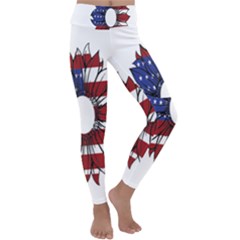 Us Flag Flower Sunshine Flag America Usa Kids  Lightweight Velour Classic Yoga Leggings by Wegoenart