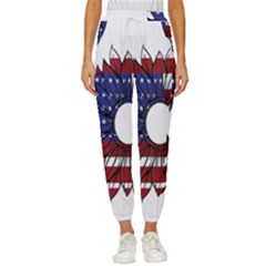 Us Flag Flower Sunshine Flag America Usa Women s Cropped Drawstring Pants by Wegoenart