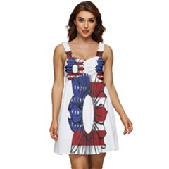 Us Flag Flower Sunshine Flag America Usa Ruffle Strap Babydoll Chiffon Dress by Wegoenart