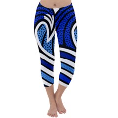 Print Water Waves Capri Winter Leggings 