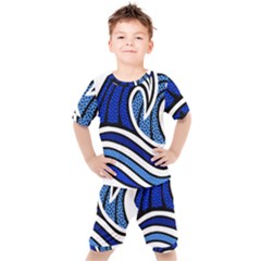 Print Water Waves Kids  Tee And Shorts Set by Wegoenart