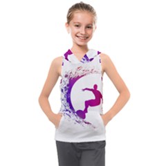 Wave Surfer Surfing Sport Athlete Water Sea Kids  Sleeveless Hoodie by Wegoenart