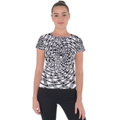 Illusions Abstract Black And White Patterns Swirls Short Sleeve Sports Top  by Wegoenart