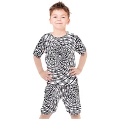 Illusions Abstract Black And White Patterns Swirls Kids  Tee And Shorts Set