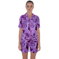 Roses-52 Satin Short Sleeve Pajamas Set