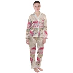 Roses-58 Women s Long Sleeve Satin Pajamas Set	 by nateshop