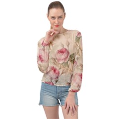 Roses-58 Banded Bottom Chiffon Top by nateshop