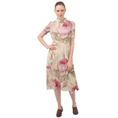 Roses-58 Keyhole Neckline Chiffon Dress