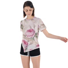 Roses-58 Asymmetrical Short Sleeve Sports Tee by nateshop