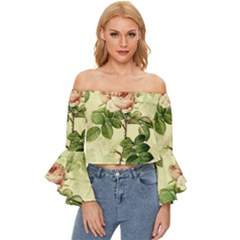 Roses-59 Off Shoulder Flutter Bell Sleeve Top by nateshop