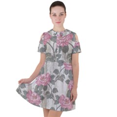 Roses-pink-elegan Short Sleeve Shoulder Cut Out Dress  by nateshop