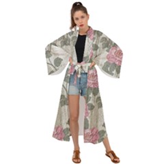 Roses-pink-elegan Maxi Kimono by nateshop