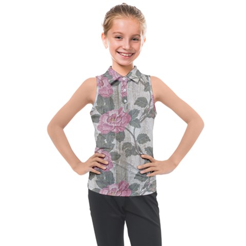 Roses-pink-elegan Kids  Sleeveless Polo Tee by nateshop