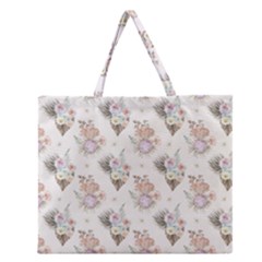 Roses-white Zipper Large Tote Bag by nateshop