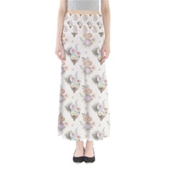 Roses-white Full Length Maxi Skirt by nateshop
