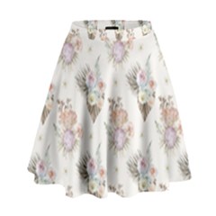 Roses-white High Waist Skirt by nateshop