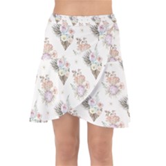 Roses-white Wrap Front Skirt by nateshop