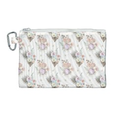 Roses-white Canvas Cosmetic Bag (large)